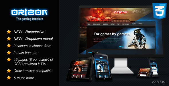 Orizon - The Gaming Template HTML version product preview