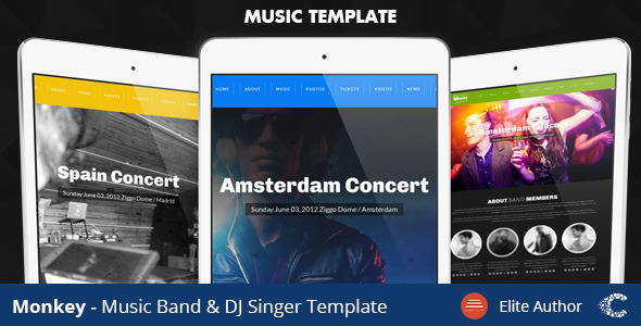Monkey - One Page Music Band Parallax Responsive product preview