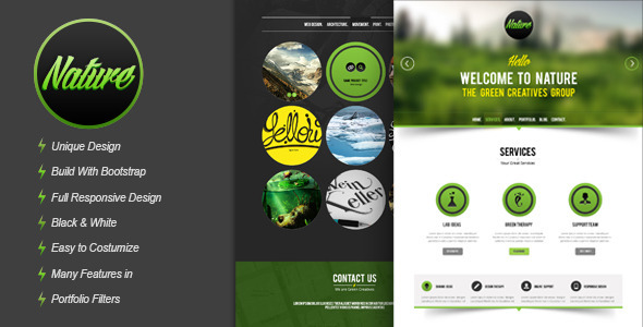 Nature - Responsive HTML5 Onepage Template product preview