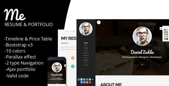 Preview image for ME-Responsive Personal Resume & Portfolio Template