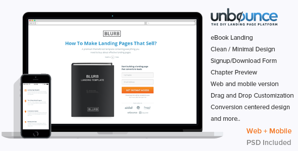Blurb Unbounce ebook Landing Template listing image