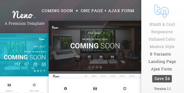 Neno - Premium Coming Soon Template product preview