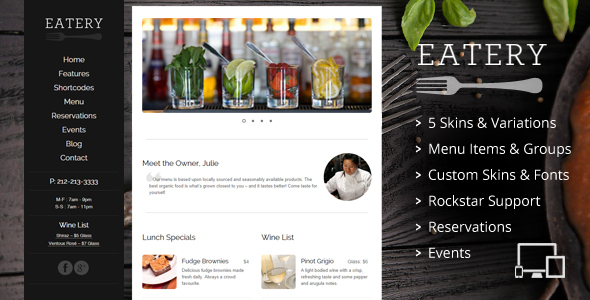 Eatery - Responsive Restaurant WordPress Theme product preview
