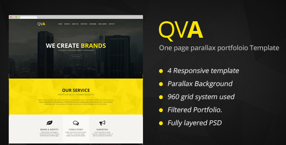 QVA - One Page Multi-purpose HTML Template listing image