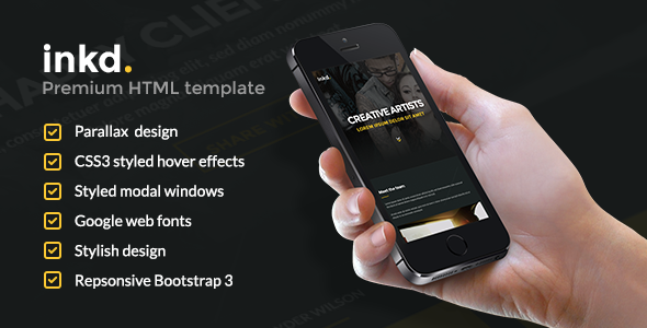 Inkd. Tattoo Studio One-Page HTML product preview