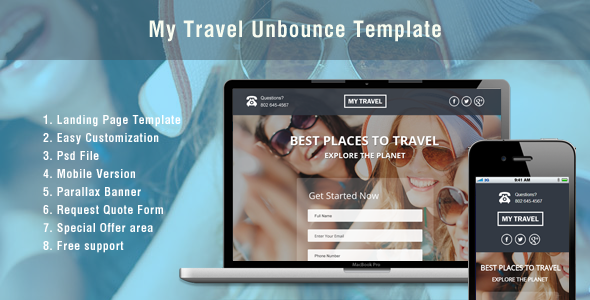 Preview image for Unbounce Landing Page Template for Travel