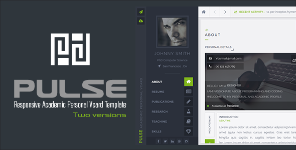 PULSE - Personal / Academic Vcard Template listing image