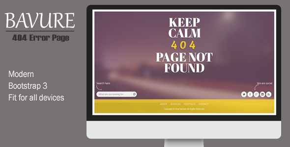 Bavure - Responsive 404 Error Template product preview
