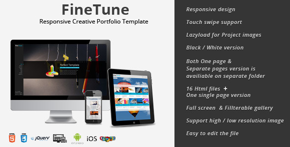FineTune - Responsive Creative Portfolio Template product preview