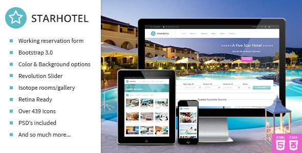 Product preview supplied for Starhotel - Responsive Hotel Booking Template