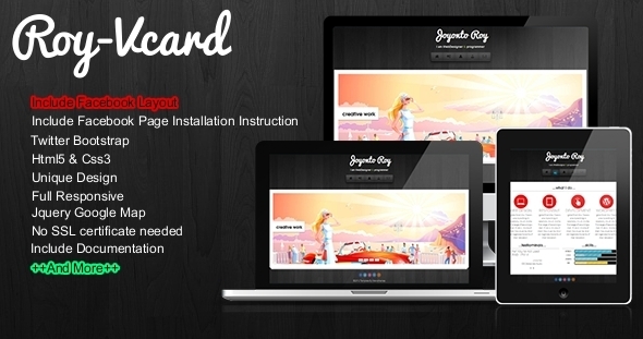 Preview image for Roy - Responsive Vcard With Facebook Layout