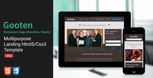 Gotten - Restaurant, App, Education, Charity Landing Page