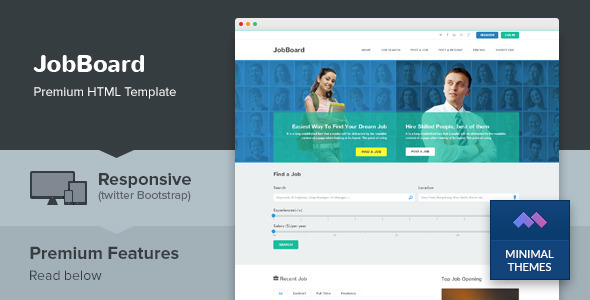 Product preview supplied for JobBoard - Responsive Job Market HTML Template