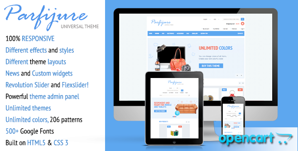 Product preview supplied for Parfijure – Responsive OpenCart theme!