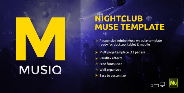 Preview image for Musiq – Nightclub / Discotheque / DJ Bar Website Muse Template
