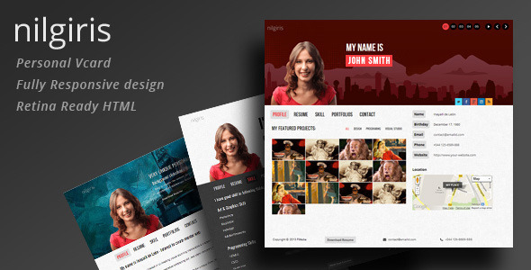 Preview image for nilgiris - Personal Vcard Responsive Retina HTML