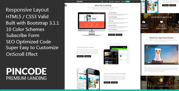 Preview image for PinCode - Premium Landing Page HTML5 Template