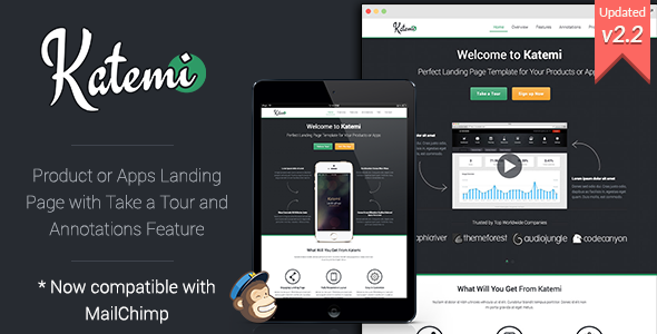 Product preview supplied for Katemi - Clean Product and App Landing Page