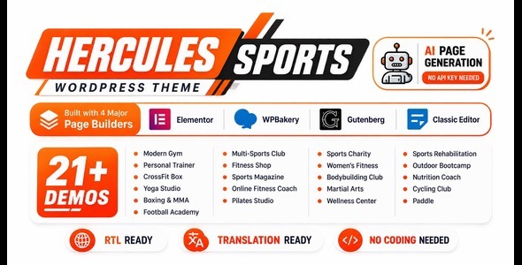 Hercules - Sports, Fitness & Wellness WordPress Theme