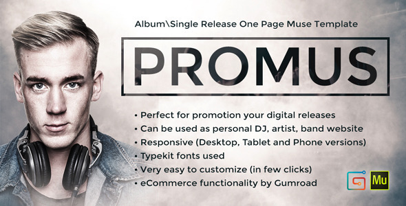 Promus - Music Album Release / DJ / Band / Musician Onepage Muse Template