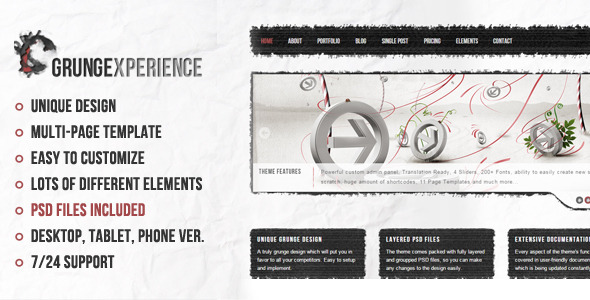 Preview image for Grungexperience - Premium Muse Template