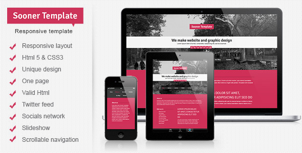 Preview image for Sooner Responsive One Page Creative Template