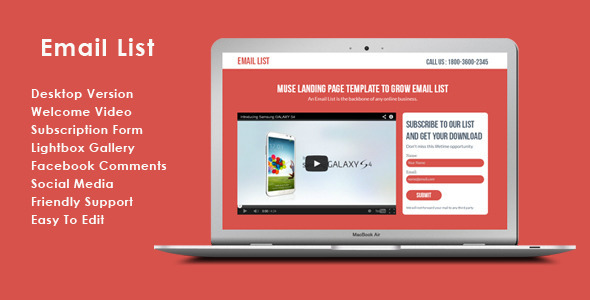 Email List - Muse List Building Landing Page
