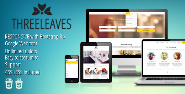 Threeleaves - Responsive Hotel Template product preview