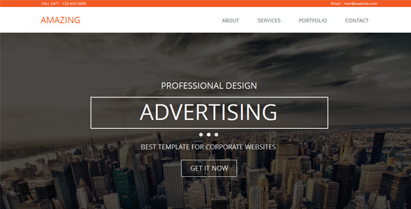 Product preview supplied for Amazing - One Page Parallax Muse Template