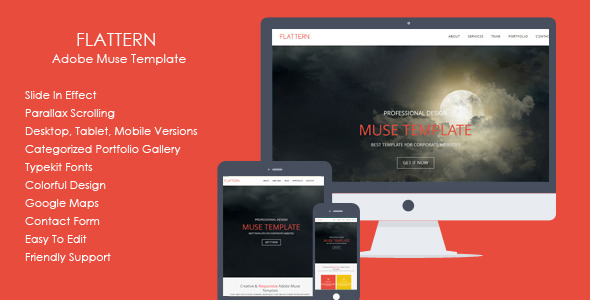 Flattern - One Page Flat Muse Template