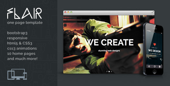 Preview image for Flair - One Page Responsive HTML5 Template