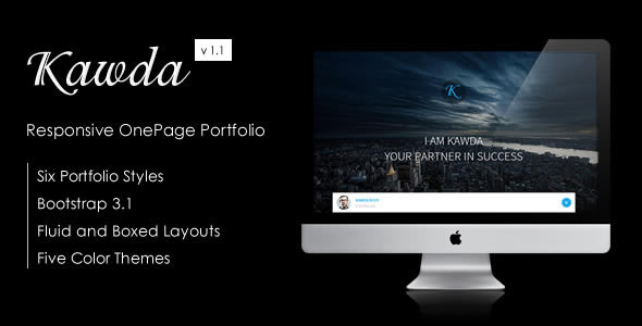 Kawda - Responsive One-Page Portfolio product preview