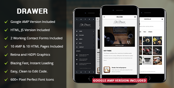 Preview image for Drawer Mobile & Google AMP Template