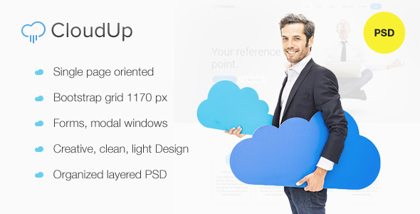 CloudUp — Hosting PSD one page Theme