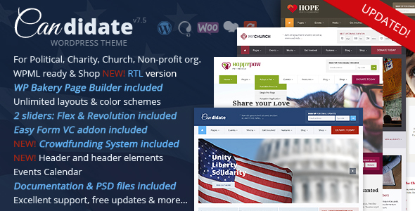 Preview image for Candidate - Political/Nonprofit/Church WordPress Theme