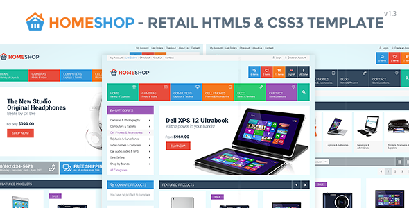 Product preview supplied for Home Shop - Retail HTML5 & CSS3 Template