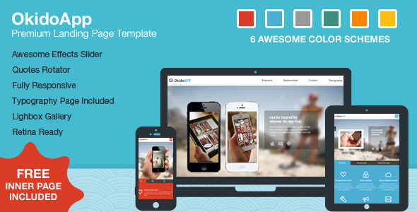 Preview image for OkidoApp - Responsive, Retina Ready Landing Page