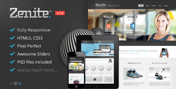 Product preview supplied for Zenite - Responsive HTML5 Template