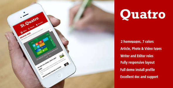 Product preview supplied for Quatro - News & Magazine Drupal 11 & 10 Theme