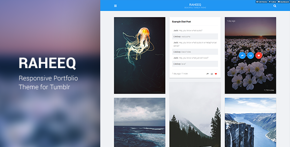 Preview image for Raheeq - Material Design Tumblr Theme