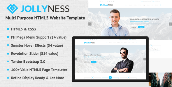 Product preview supplied for Jollyness - Multi Purpose HTML5 Website Template