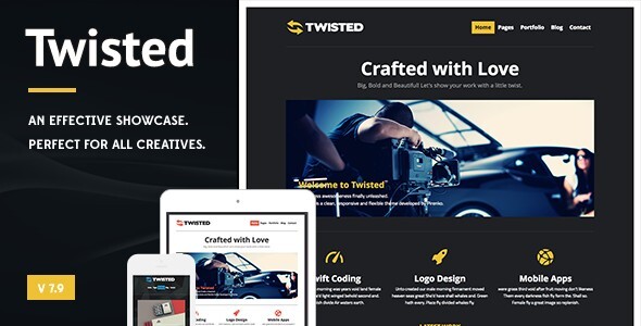 Product preview supplied for Twisted - Showcase WordPress Theme