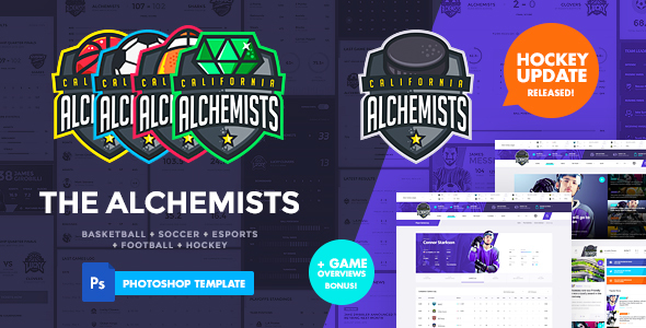 The Alchemists - Sports News PSD Template V4.0 + eSports & Gaming product preview