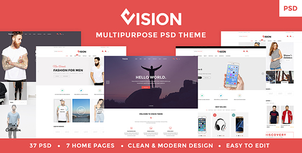 Vision - Multipurpose Store | Portfolio | Blog PSD Template product preview