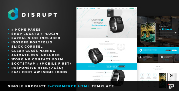 Preview image for Disrupt - Single Product e-Commerce HTML Template