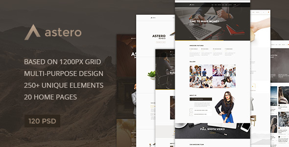 Astero — Multipurpose Portfolio | Blog | Store PSD Template product preview