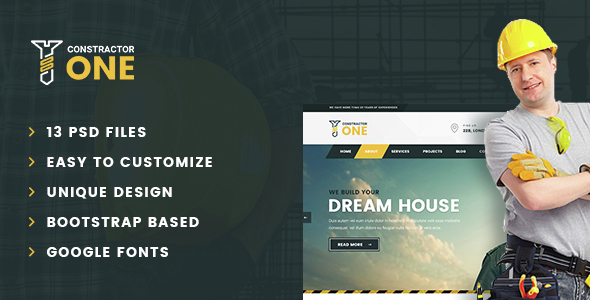Constructor One – Construction PSD Template