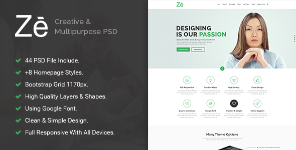 Ze - Creative & Multipurpose PSD Template. product preview