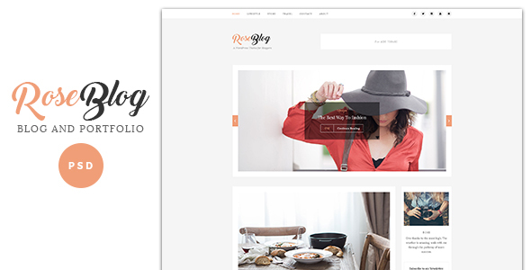 Preview image for Rose - Elegant Blog and Portfolio PSD Template