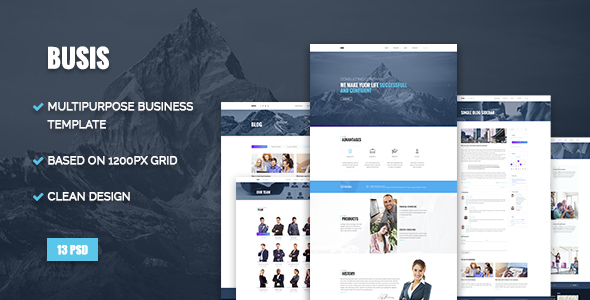 Product preview supplied for Busis — Clean Multipurpose Business & Corporate PSD Template
